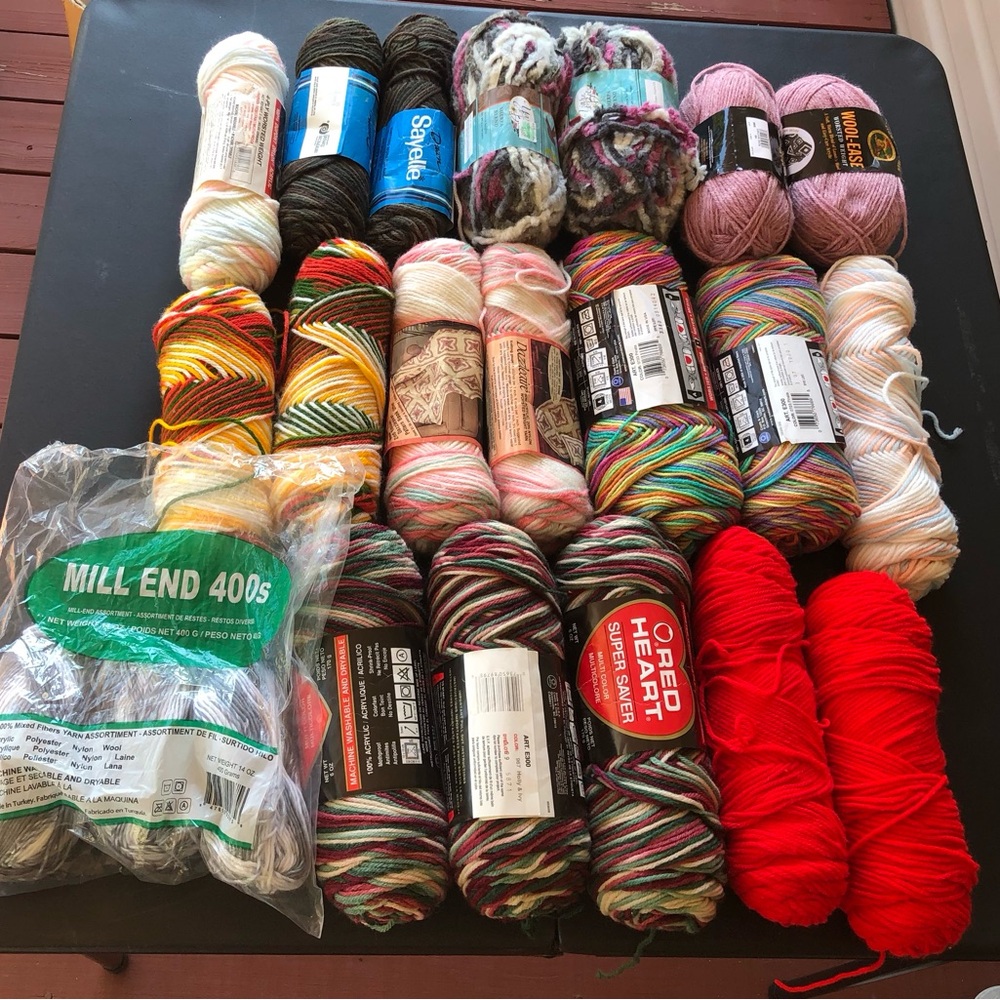 Large yarn lot lot of 22 new and partial skeins big yarn purchase new yarn